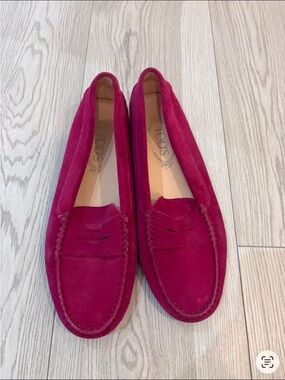 Tod's Magenta Suede Penny Loafers - Women